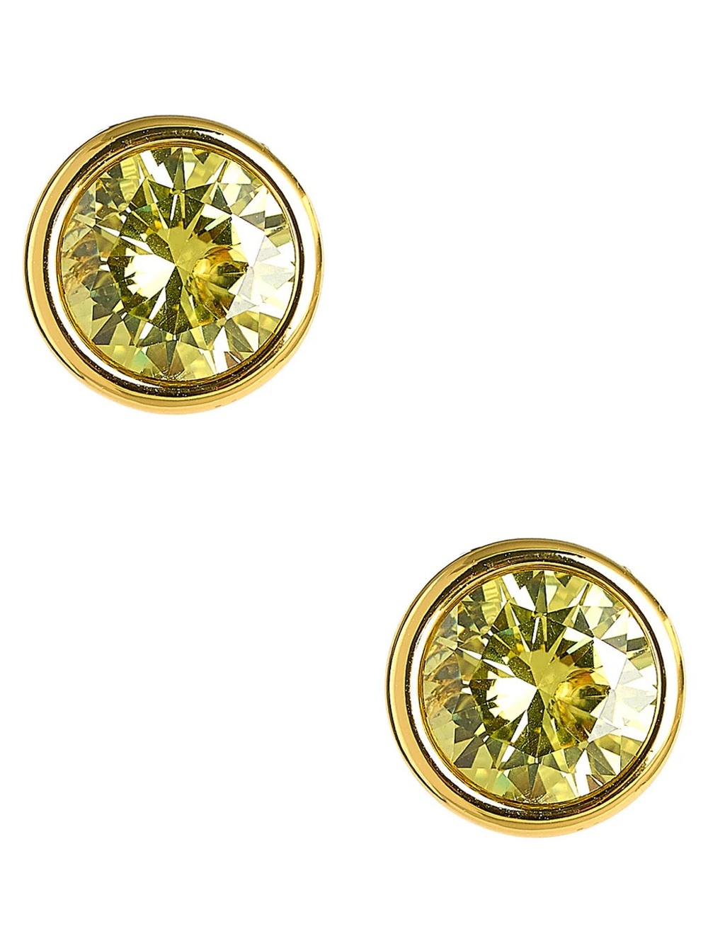 NWT Lisi Lerch 18k Gold Plated Large Bezel Stud Earrings - Citrine
